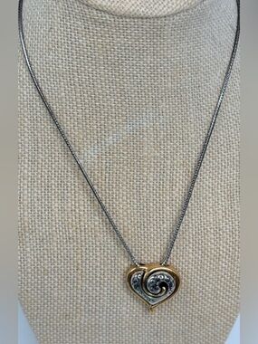 Brighton 2 tone Swirl Heart Necklace